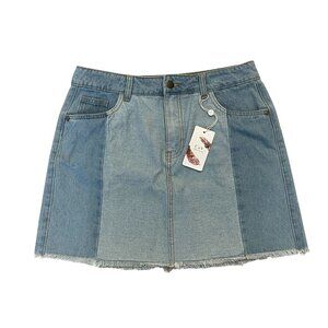 CHELSEA VIOLET Patchwork Denim Mini Skirt cotton sz 27‎ retro 70s boho